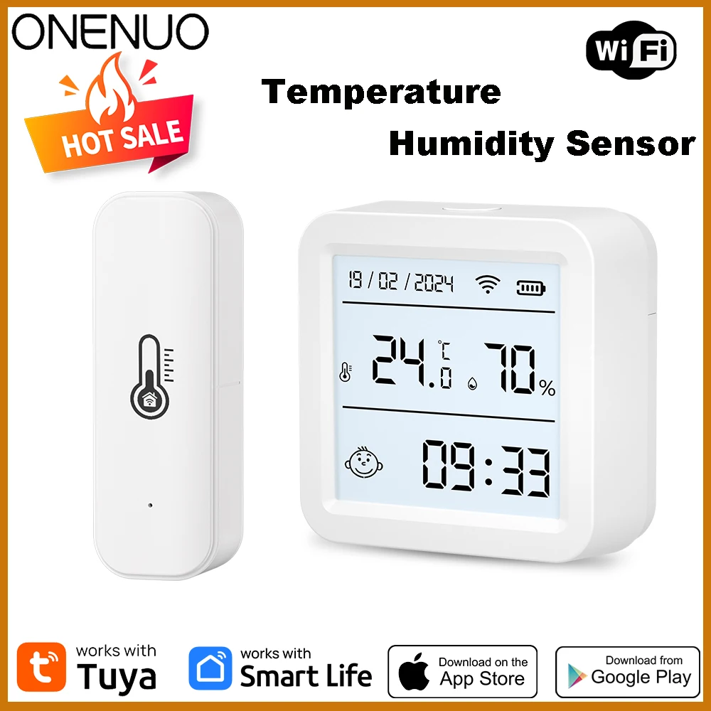 Tuya WIFI Temperature and Humidity Sensor Hygrometer Thermometer with/No LCD Display Indoor Support Alexa Google Assistant