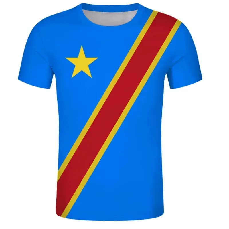 DR Congo T Shirt Summer Custom Men\'s Kinshasa ZAR Tshirts French Emblem Zaire Tee Con Customize ZA Country Design Top