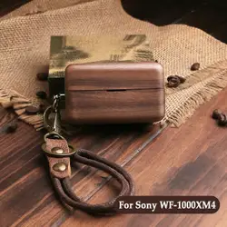 Solid Wood Case For Sony WF-1000XM5 Earphone Case Bluetooth Earphone Protection Case with Lanyard For Sony WF-1000XM4 Cover
