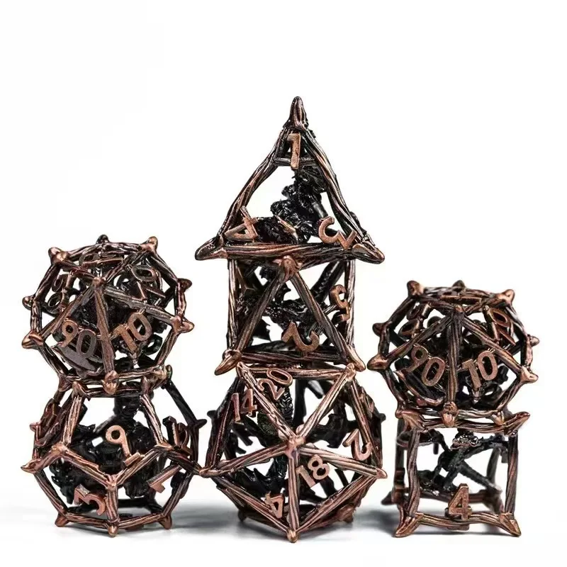 

3D tree vine flying dragon dice Metal Hollow dice TRPG board game polyhedral dice set for Dungeons and Dragons RPG DND