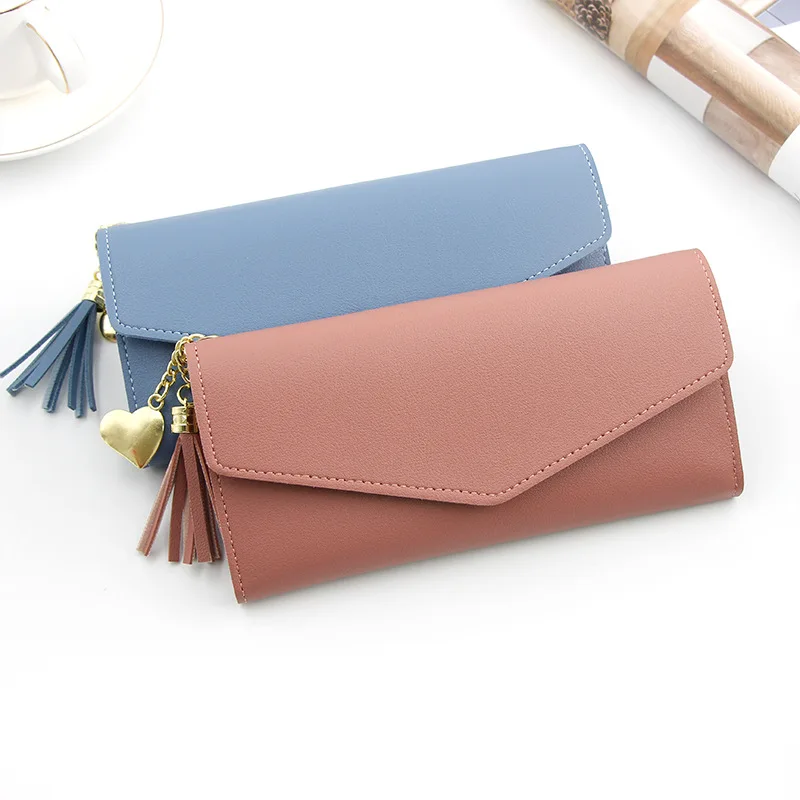 

New Ladies Wallet Fashionable Simple Tassel Sweet Lady Long Wallet Wallet Clutch Bag Multi Card Holder