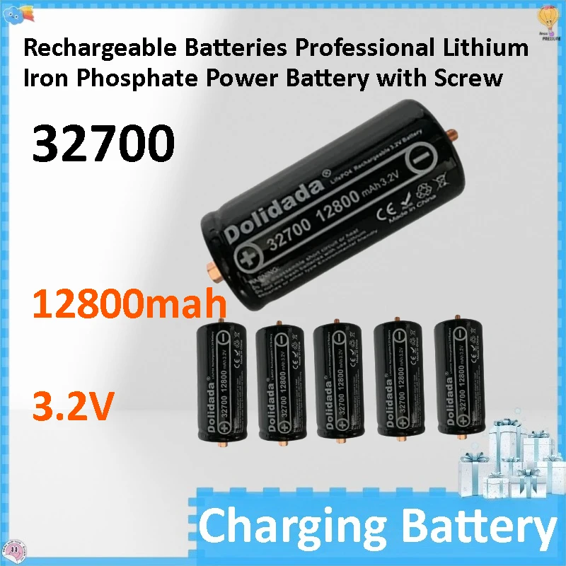 1-6PCS 32700 Lifepo4 12800mAh 3.2V Rechargeable Batteries Professional Lithium Iron Phosphate Power Battery with Screw