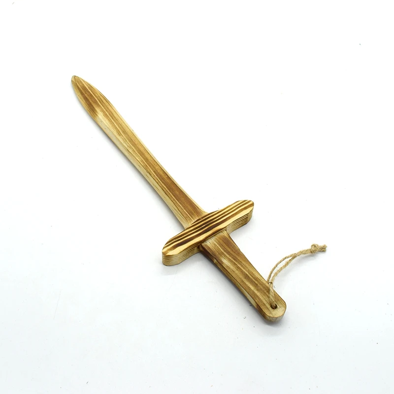 Épée en bois finition brûlée pour enfants, épée de samouraï, cosplay en plein air, épée Katana, accessoires pour garçons, jouets uniques, cadeau en gros, 40cm, 2 pièces