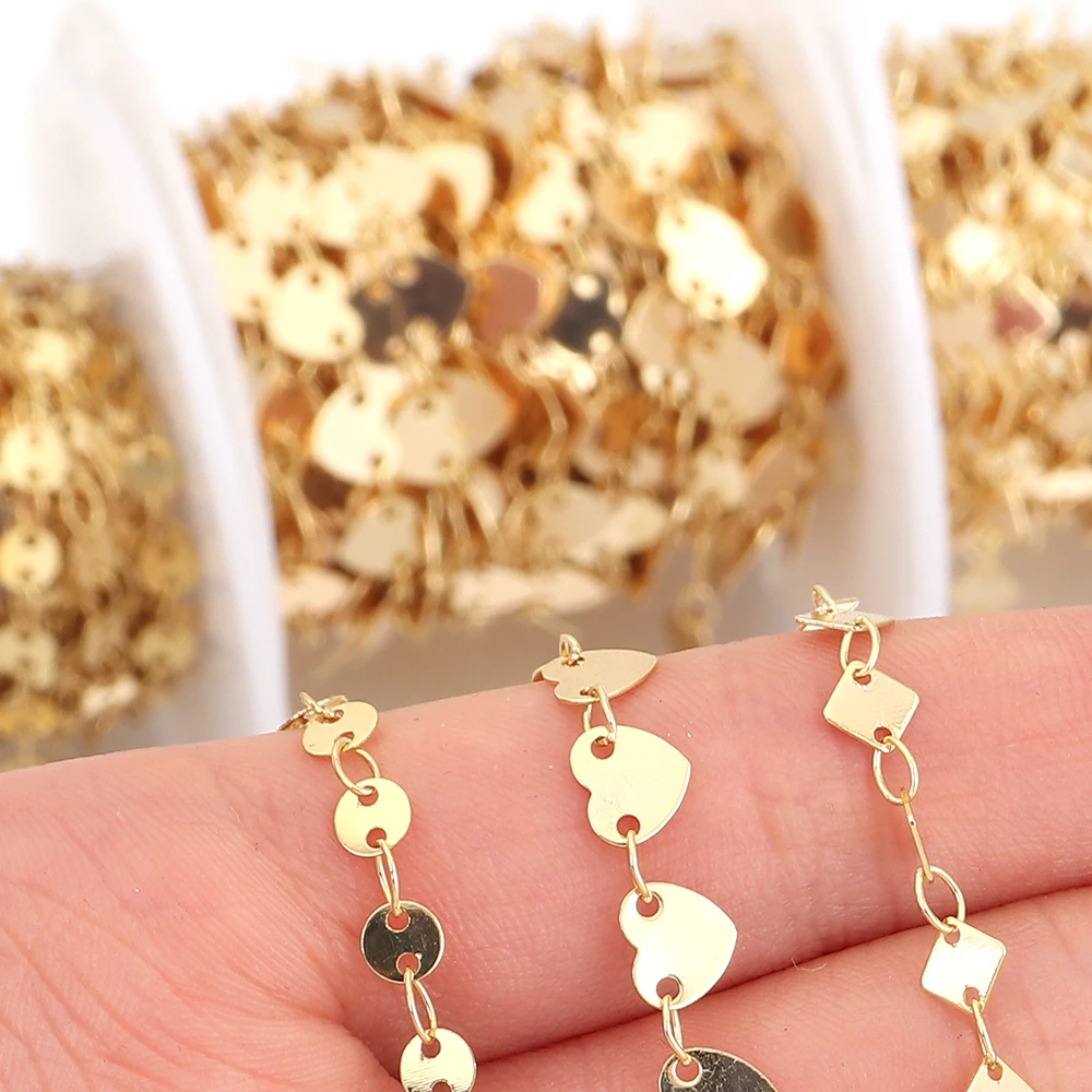 

5yards/lot New Fashion Copper Crafts Chains Sequin Chains For Jewelry Making DIY Women Layering Necklace Bracelet Choker