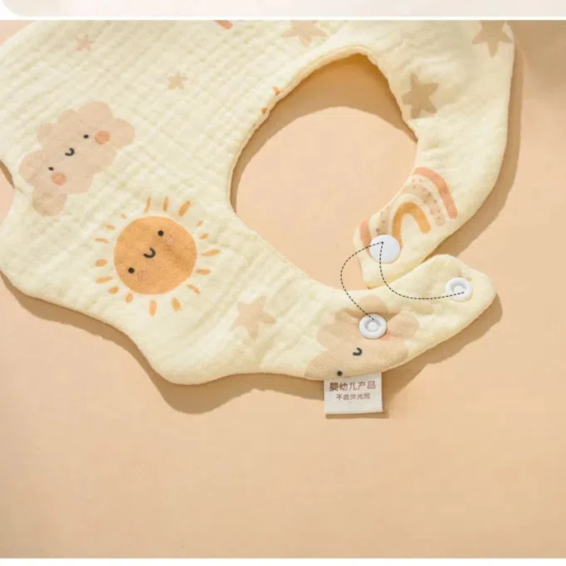 Baby gauze bib cotton saliva towel baby anti-vomiting grass wood dyed 360-degree newborn bib Baby gauze bib cotton saliva towel