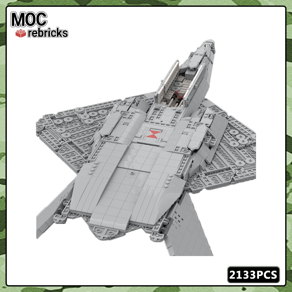 MOC Military Series Black Widow II YF-23 High Speed Stealth Fighter Building Block Model Creative Boy Toys Hobbies Holiday Gifts