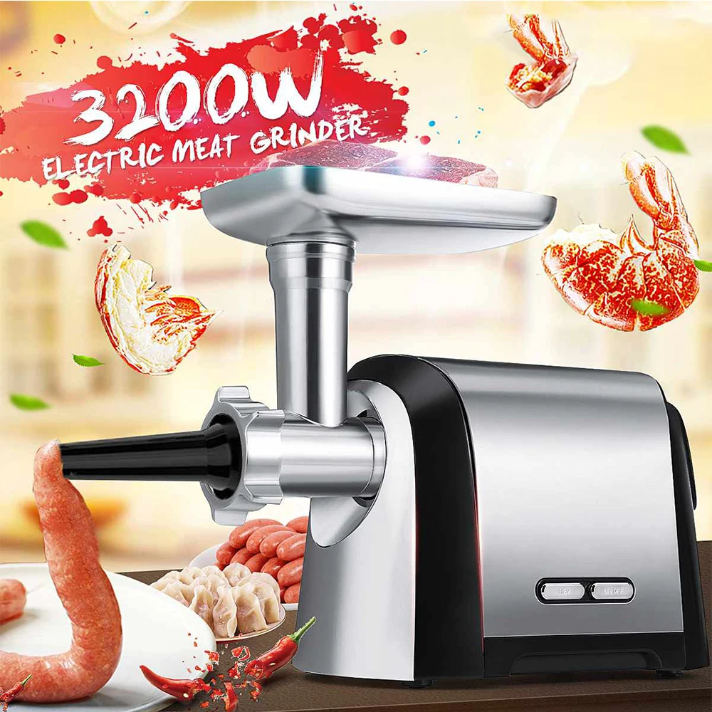 

220V Electric Meat Grinder 6.5L 3200W Automatic Stainless Steel Meat Blender Stuffing Sausage Filling Machine Home Appliances