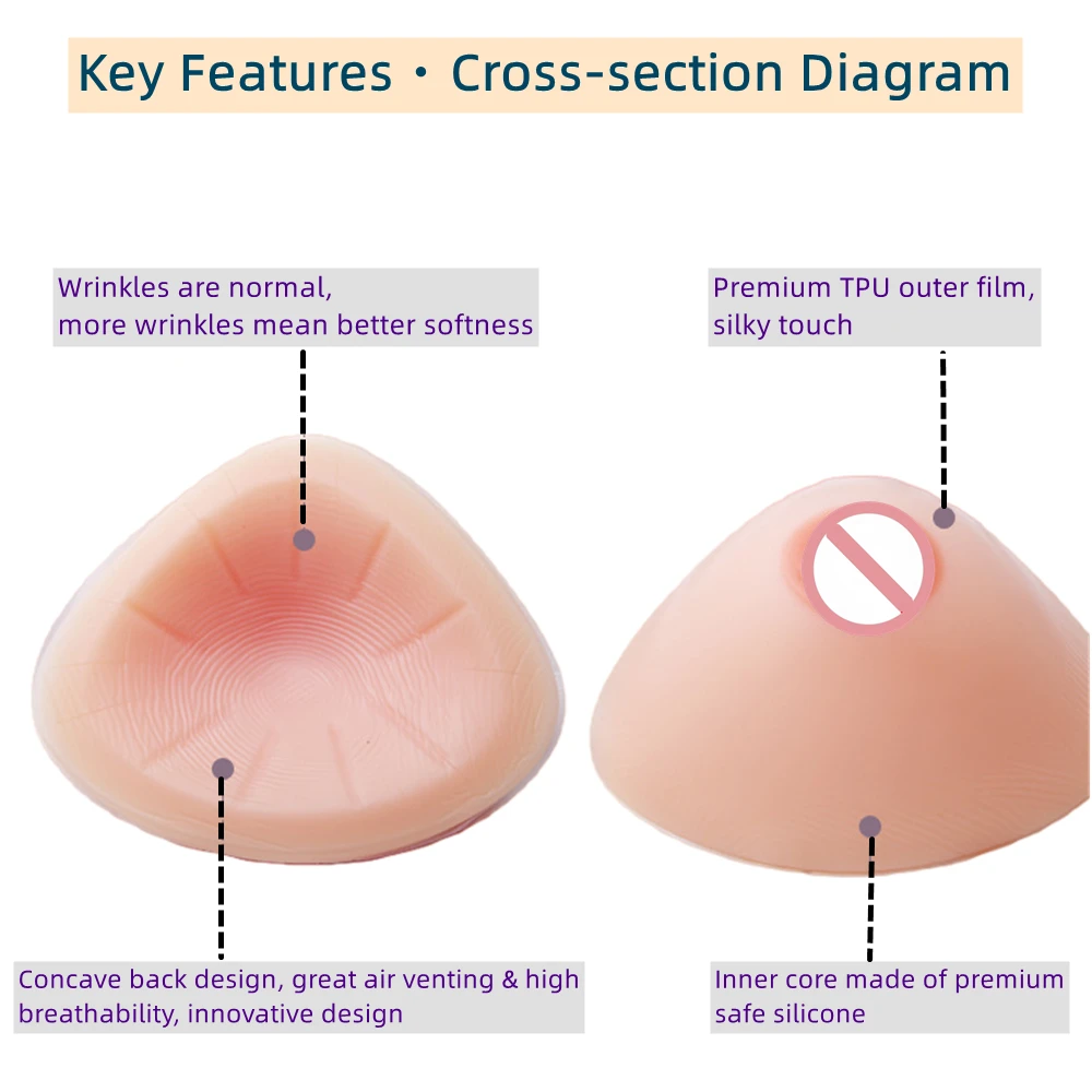 Realistic Silicone Breast Forms for Bra Insert Unisex Concave Back Design Breathable For Cosplay Trans Drag Queen