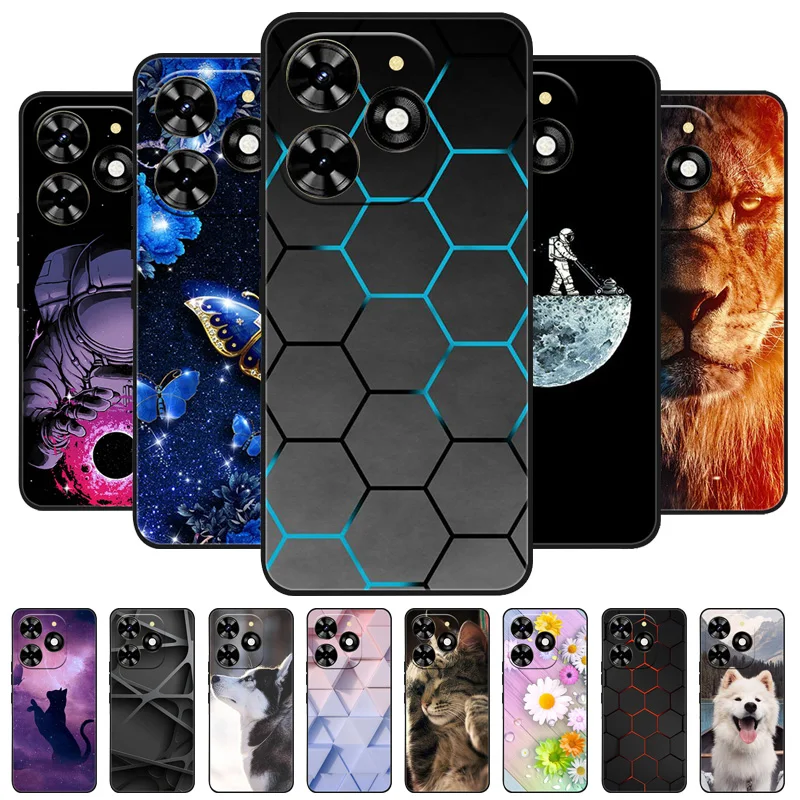 For Tecno Spark 20 Pro Case Cool Painted Silicone TPU Soft Cover for Tecno Spark20 / 20 Pro Cases Black Protective Phone Shells