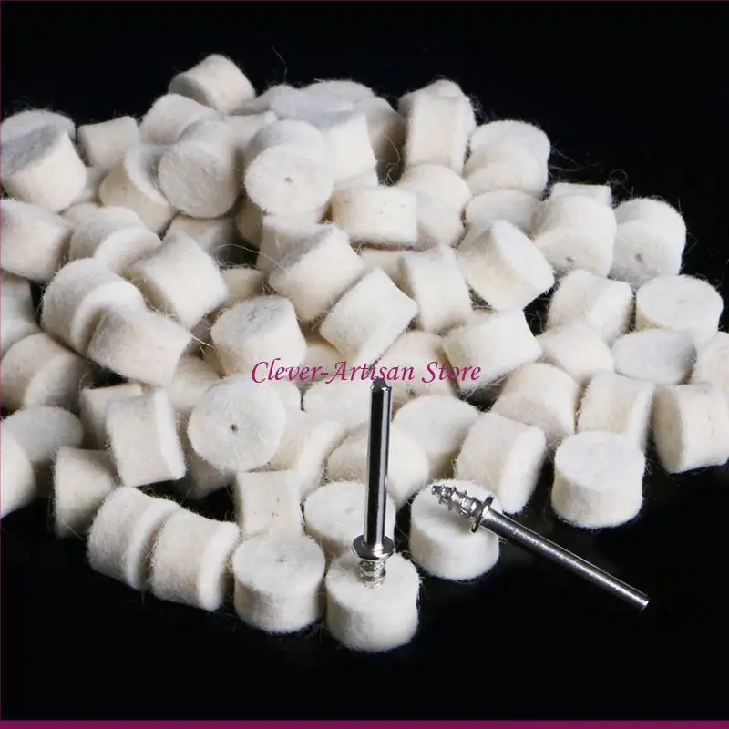 100Pcs 양모 펠트 연마 버핑 패드 13mm + 연삭 휠 용 2 생크, 보석/금속 용 2 생크가있는 연마 휠 키트
