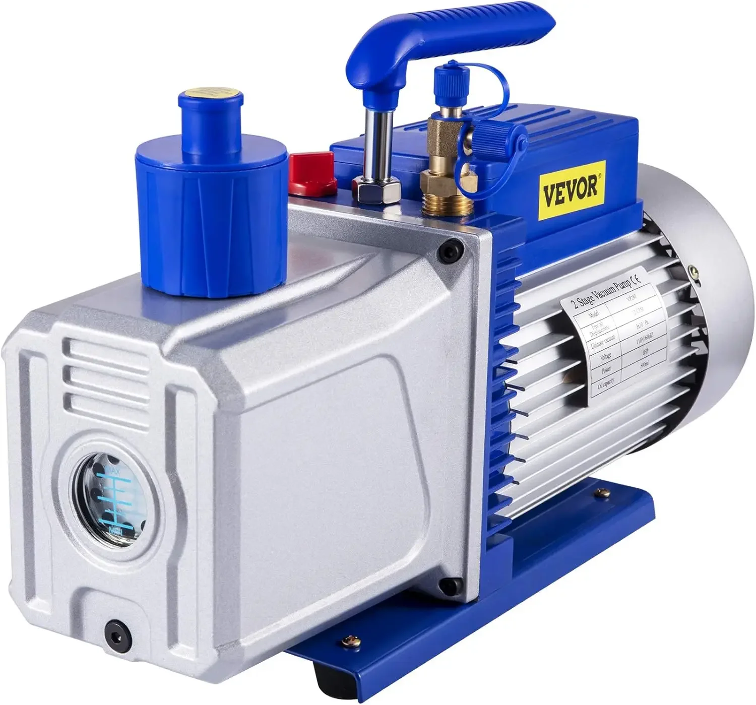 Vacuum Pump 12CFM 1HP Vane Vacuum Pump Two Stage 3 x 10-1 Pa Ultimate HVAC Rotary Auto AC Refrigerant Vacuum Pump