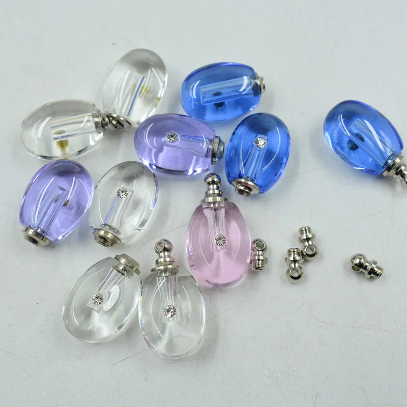 100pcs/lot of water droplets. Oval, crystal perfume bottle. Wishing bottle necklace pendant. color sent randomly