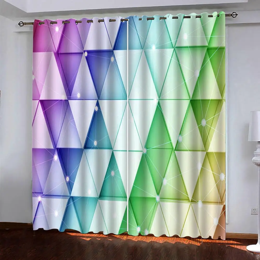 stereoscopic geometric curtains Discoloration curtainBedroom living room windproof thickening blackout 3d curtain