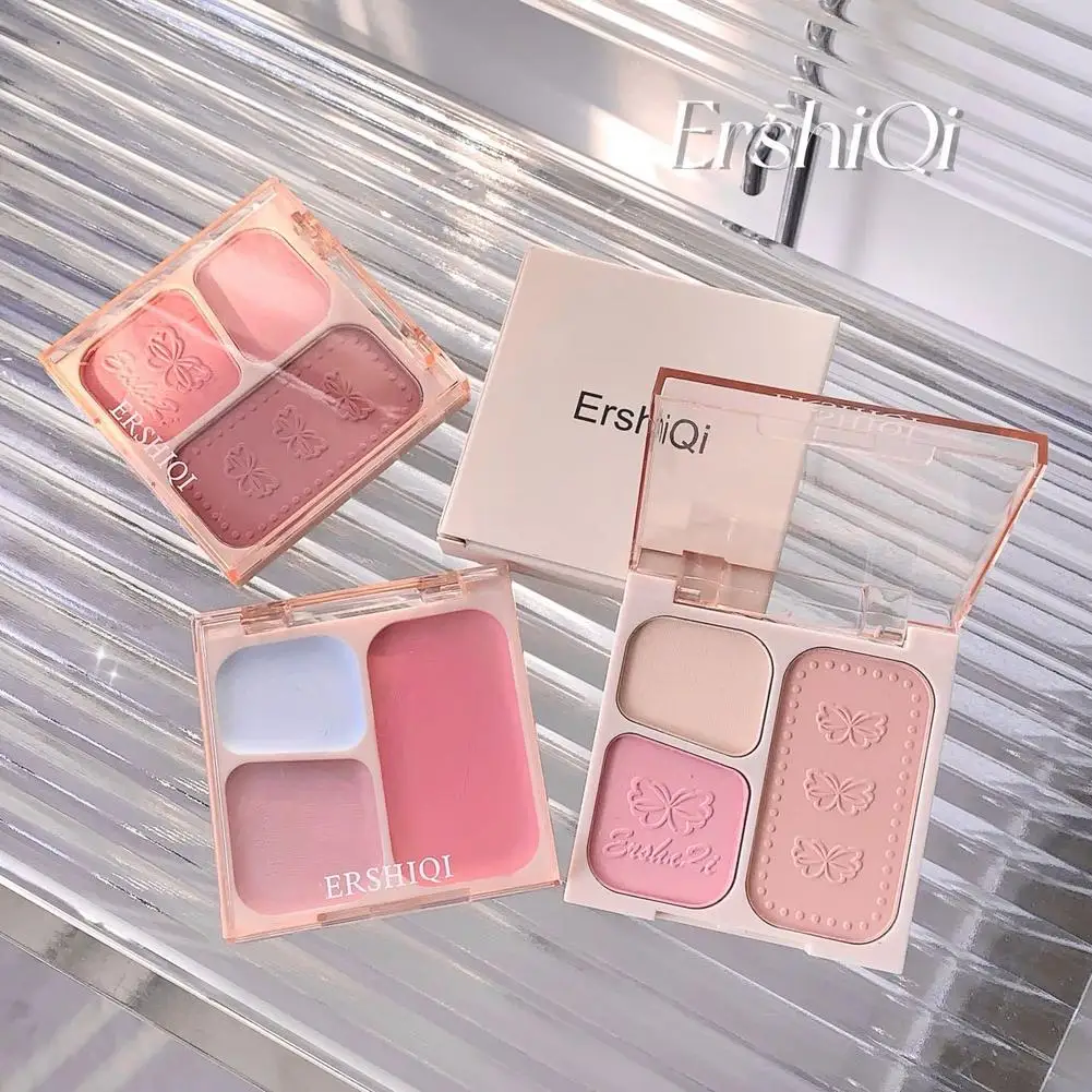 Rubor de 3 colores, reproducción de Color Natural, maquillaje delicado no volador, melocotón mate, paleta Natural para cara, sombra en polvo de contorno Rou J7Z6