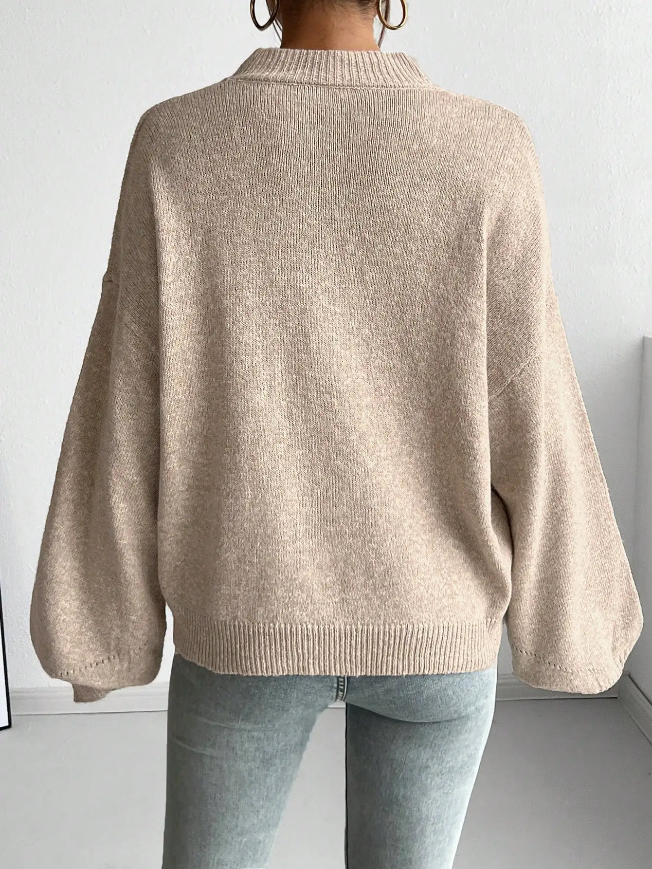 캐주얼 프렌치 스타일 루즈핏 크루넥 긴팔 니트 스웨터, 가을/겨울에 활용도 높음