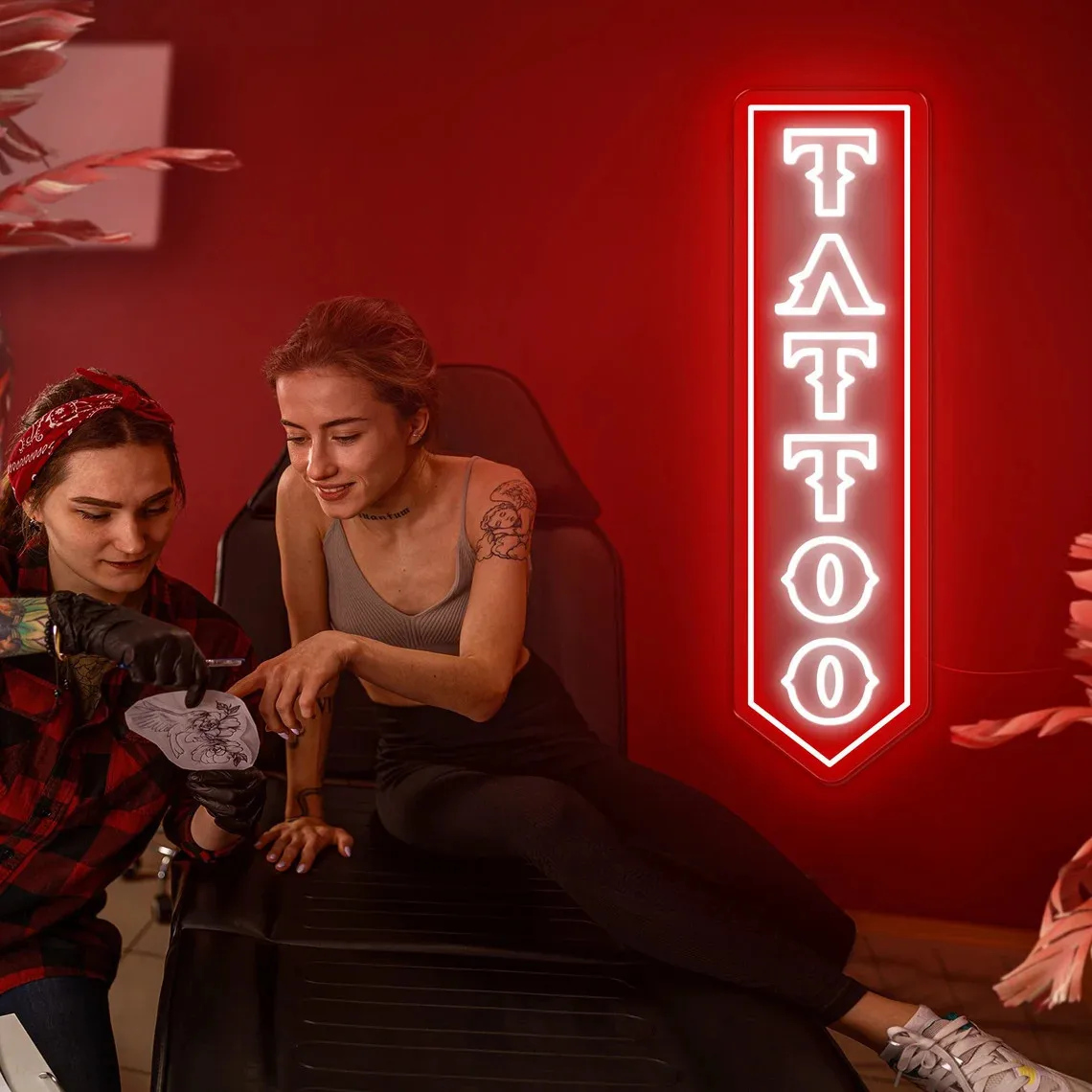 Tattoo LED Neon Sign for your Studio, Tattoo Time Neon Sign, Tattoo Open Neon, Vertical Tattoo Neon Sign, Custom Neon Sign Decor