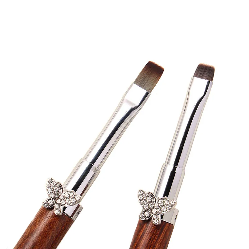 12 stil Schmetterling Schnalle Runde Holz Griff Nail art Pinsel Malerei Linie Stift Liner Gradienten Flache Runde Französisch Maniküre Werkzeuge