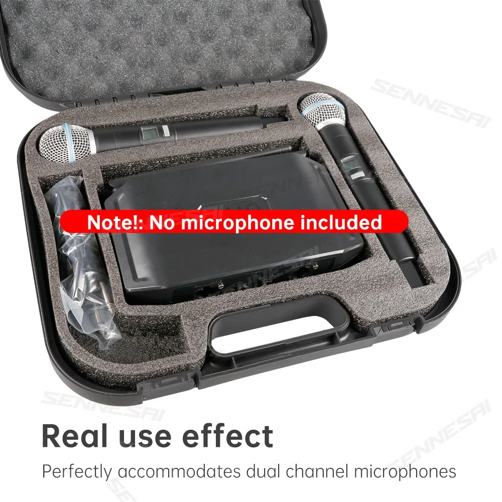 Wireless Microphone Plastic Box, Easy To Carry, 2 Channel Microphone Accessories Storage Plastic Box, Suitable For GLXD4，GLXD24