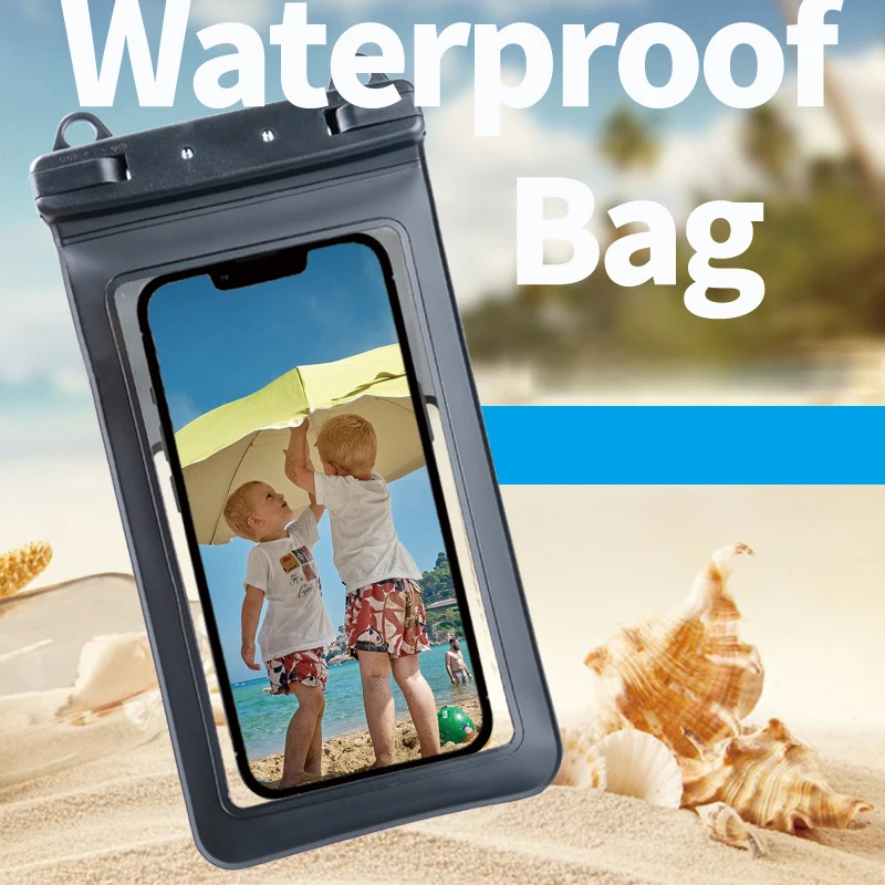 7.5 Inch Waterproof Phone Bag Diving Swimming Phone Case Cover Touch Screen Takeaway Rider Holder Beach Seaside Cellphone Pouch