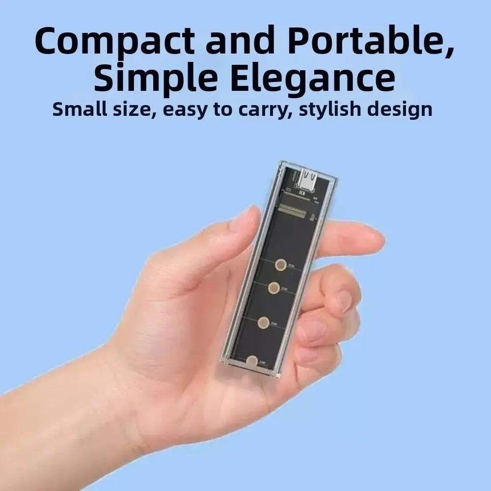 New Plastic M.2 SSD Enclosure Transparent Plug and Play NVMe SSD Enclosure SSD Adapter Portable SSD Case Dual Protocol