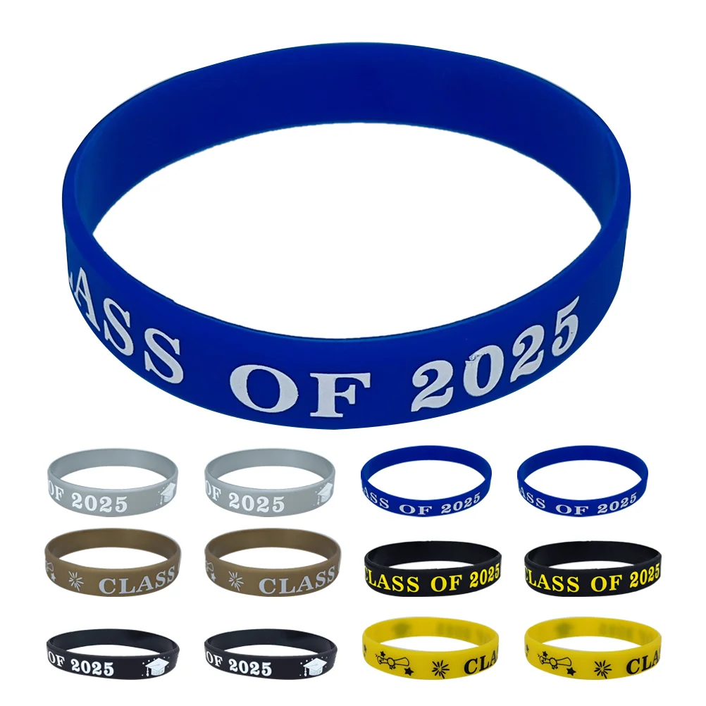 

24pcs Class Of 2025 Graduation Silicone Bracelets Wristbands For High School Graduation Keepsakes Party Supplies For Graduates