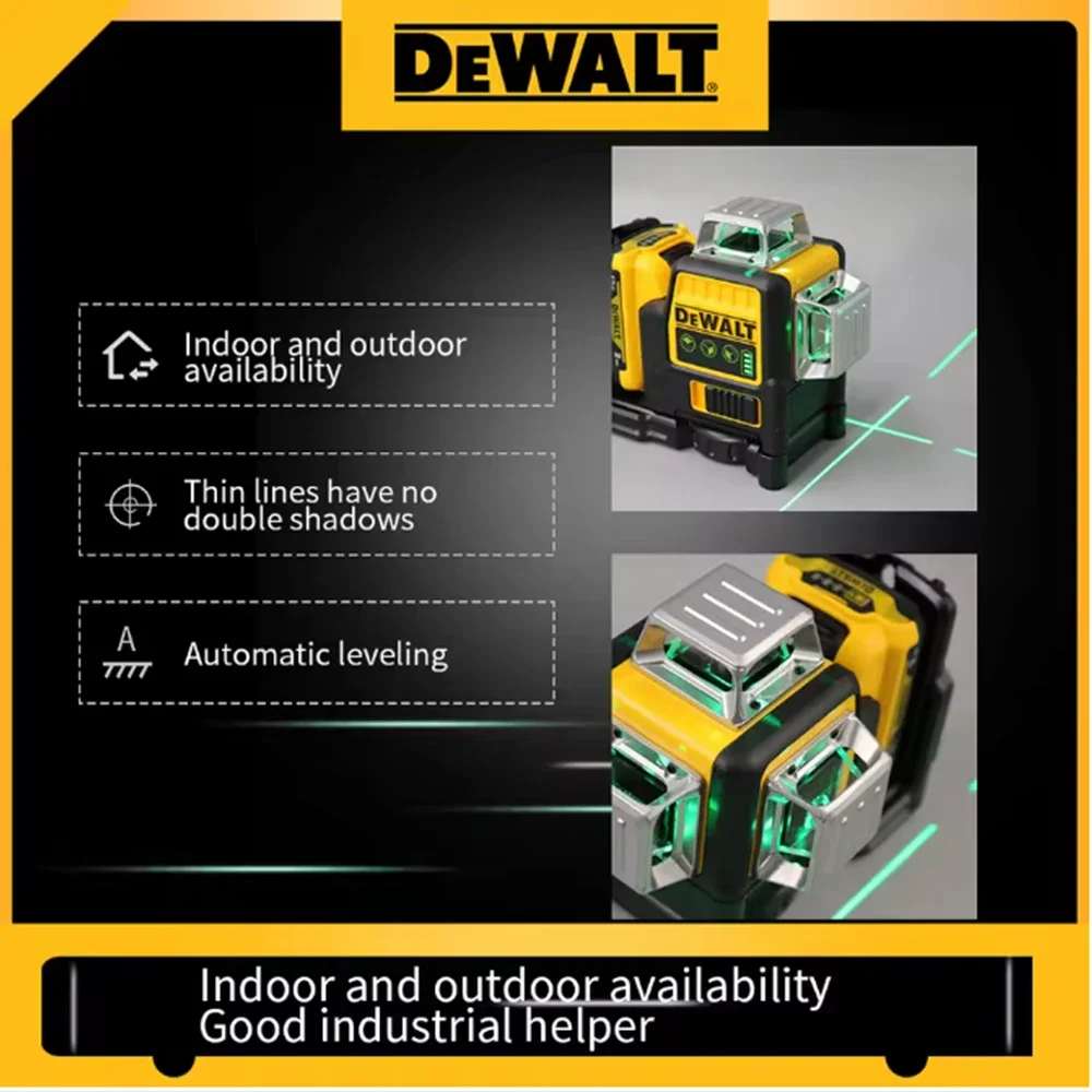 NewDewalt DW089L Sides*360 Degree Vertical Lithium Battery 12 Lines Laser Level Horizontal Green Meter Outdoor tools