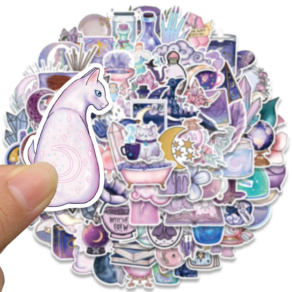 10/30/50/100pcs Ins Style Purple Cartoon Stickers Moon Clouds Graffiti Sticker Notebook Laptop Luggage Decoration Decals Gift