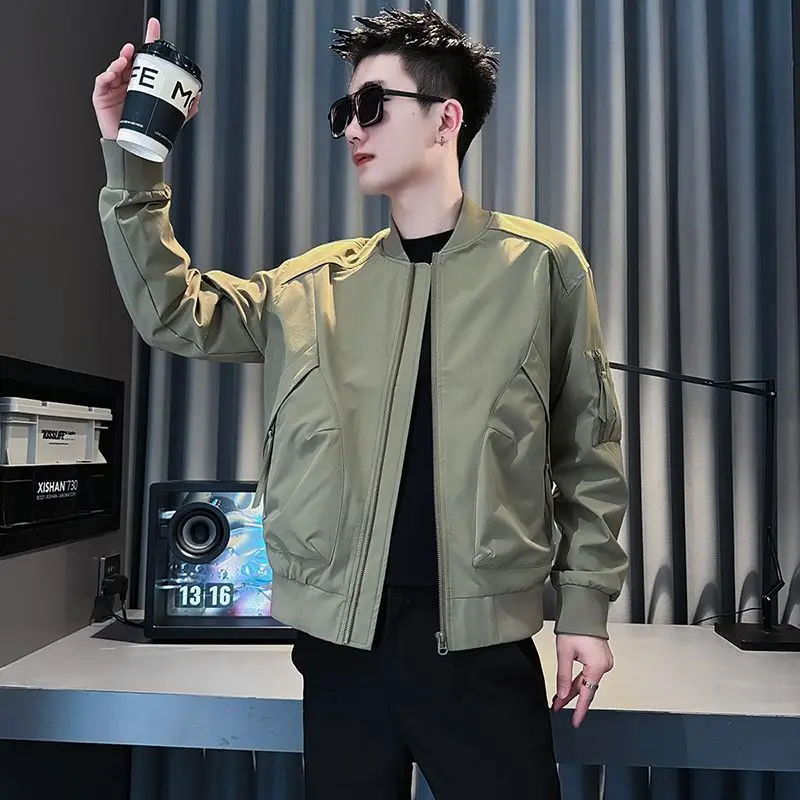 

American Sle Baseball Jaet Men's Faionable Spring Autumn Jaet Polyester Stand Fit Youth ular No Brand