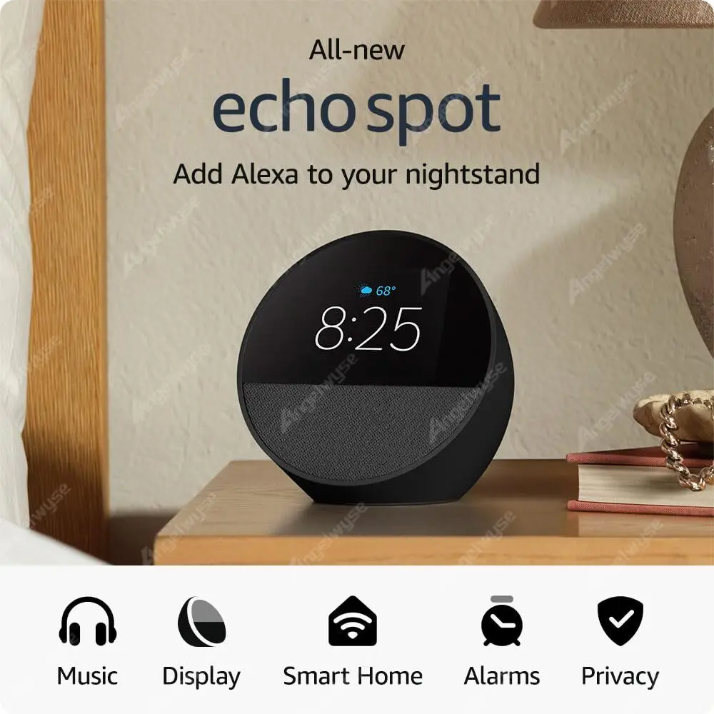 2024 New Echo Spot Smart Alarm Clock Vibrant Sound with Alexa