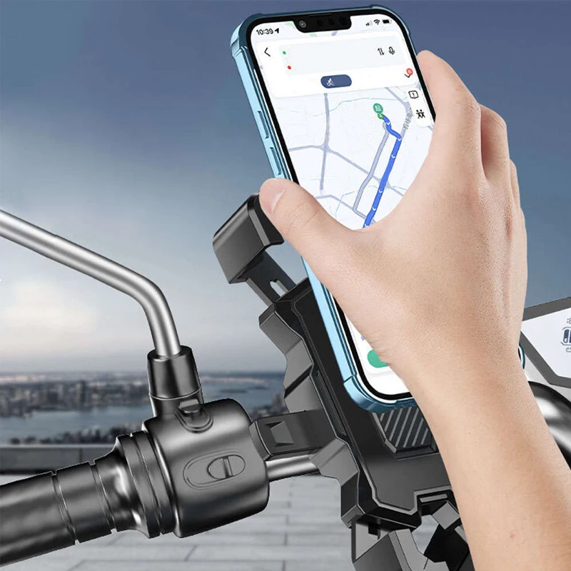 360° Rotatable Bike Phone Mount Universal Handlebar Phone Cradle Shockproof Phone Holder Compatible with 4–7 Inch Smartphones image 5