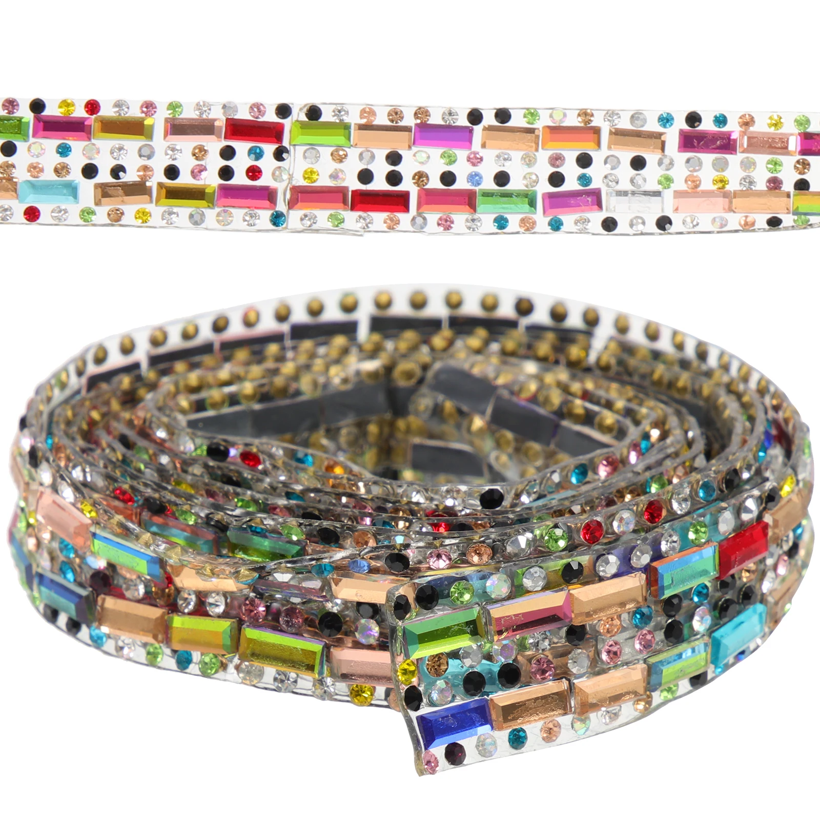 

Rhinestone Band Trim Fringe Adhesive Tape Craft Ribbon Bedazzle Hotfix Self Crystal Strip Lace