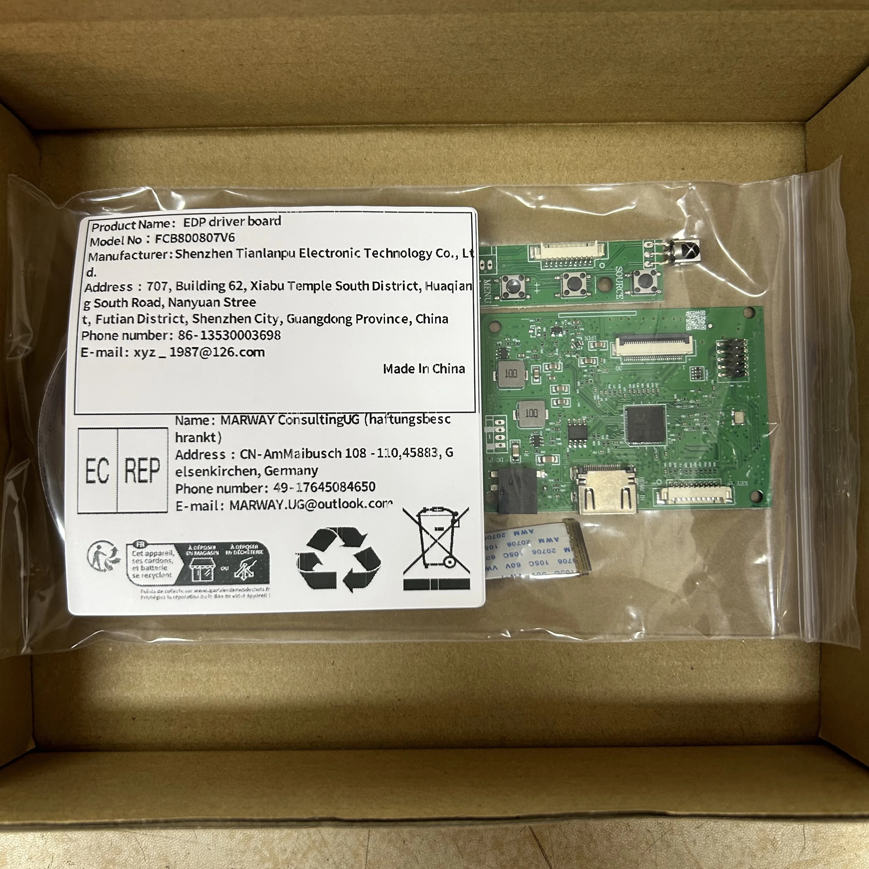 Skylarpu Kit 30-pin EDP Driver Board For NT156WHM-N32 NT156WHM N32 VGA LCD LED EDP Controller Board Driver