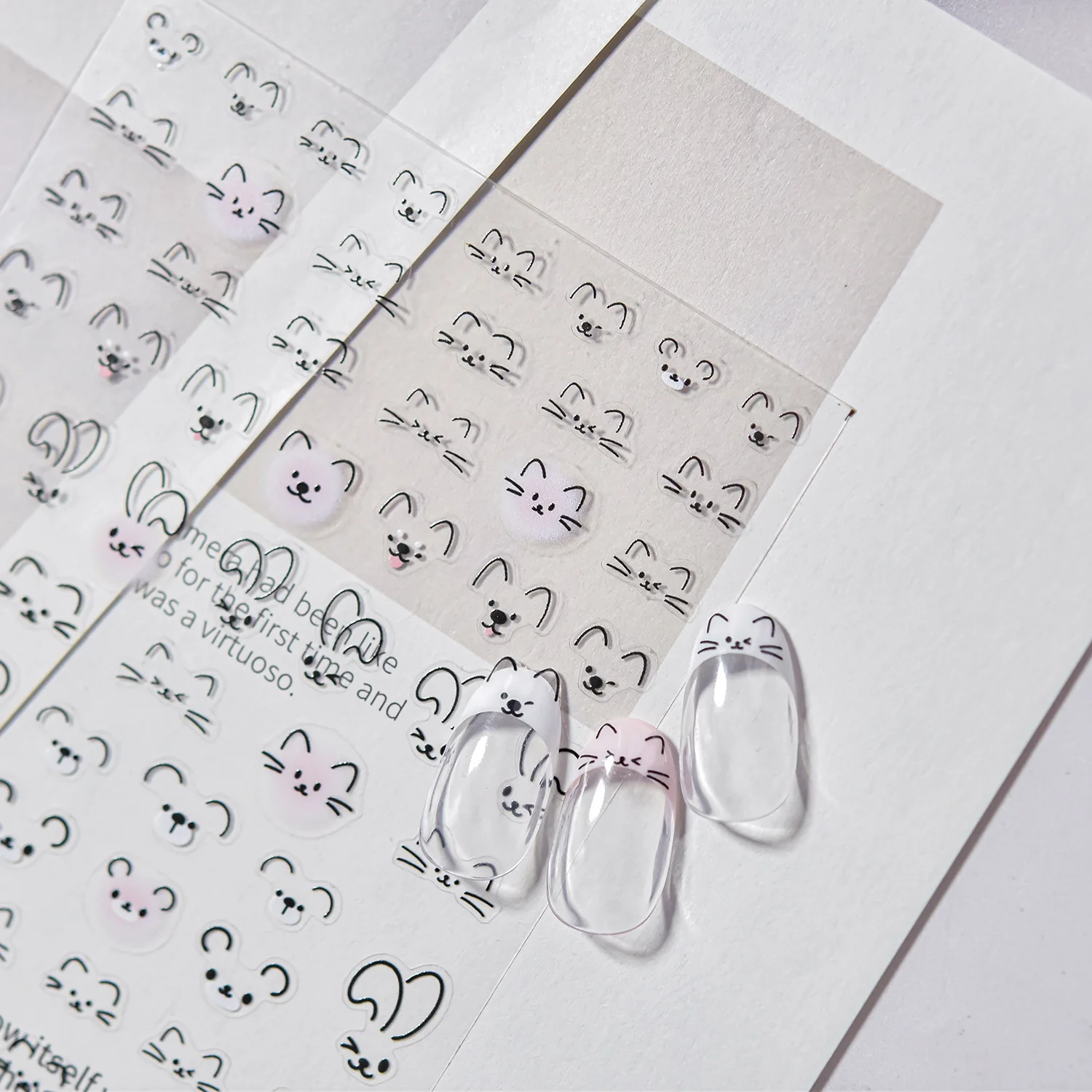 1PC Nero Linea Semplice Gatto Espressioni Facciali Nail Art Sticker Cartoon Cute Lucky Cat Nail Decalcomanie Modello Animale Unghie Forniture * ^