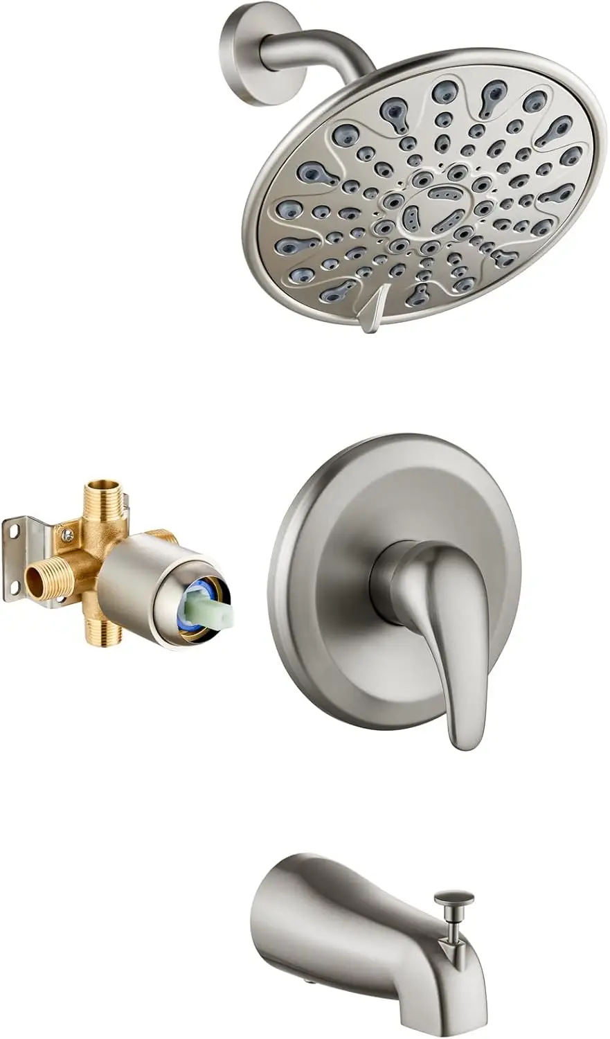 

6-Mode Shower Head and Tub Faucet Set with High Pressure, Brushed Nickel Finish