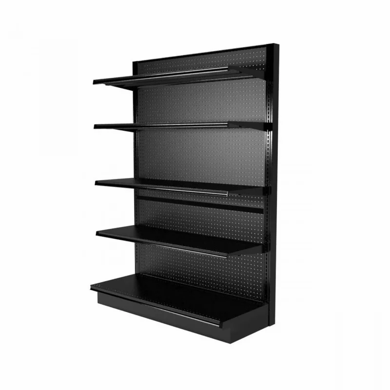 custom.Double Sided Supermarket Black Steel Liqueur Wine Island Kits Gondola Store Shelving Rack Unit With 8 Shelves