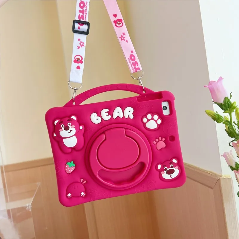 

Чехол Disney Strawberry Bear для iPad Mini 6 7 Pro/Air 11, iPad 9 8 7th 10th 10.9 A16 2025, детский силиконовый защитный чехол для планшета