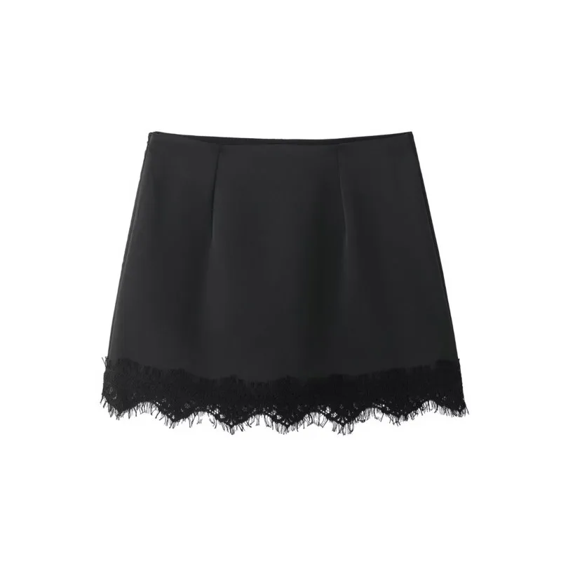 المرأة الربيع الصيف التباين الدانتيل تنحنح تنورة عالية الخصر المرأة Skort أنيقة الجانب البريدي التنانير النسائية #3