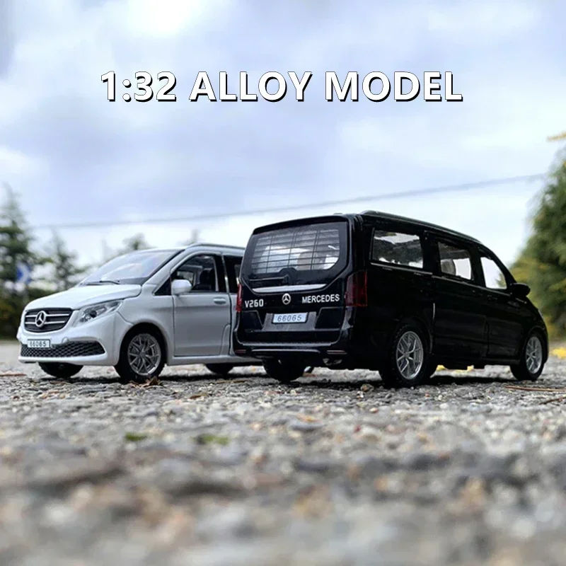 1:32 V260 Diecast Business MPV liga modelo de carro som luz puxar para trás carro simulação menino brinquedo decoração
