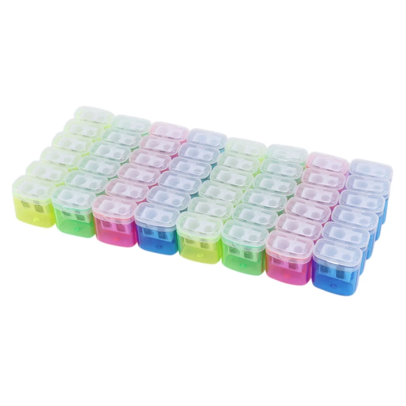 48PCS 4 Color Pencil Sharpener Transparent Cute Pupil Pencil Sharpener Manual Pencil Sharpener