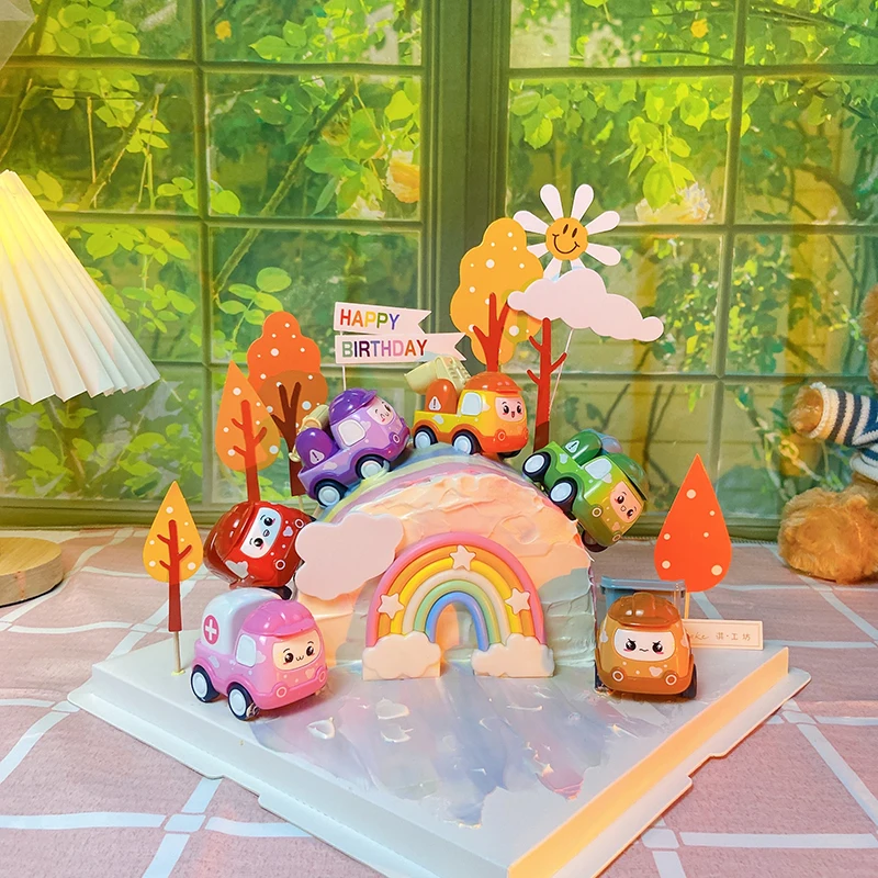 لطيف سيارة صغيرة حافلة كعكة توبر لحفل عيد ميلاد ديكور استحمام الطفل الحب الهدايا صبي طفل لوازم الخبز هدايا الحلوى الهدايا #3