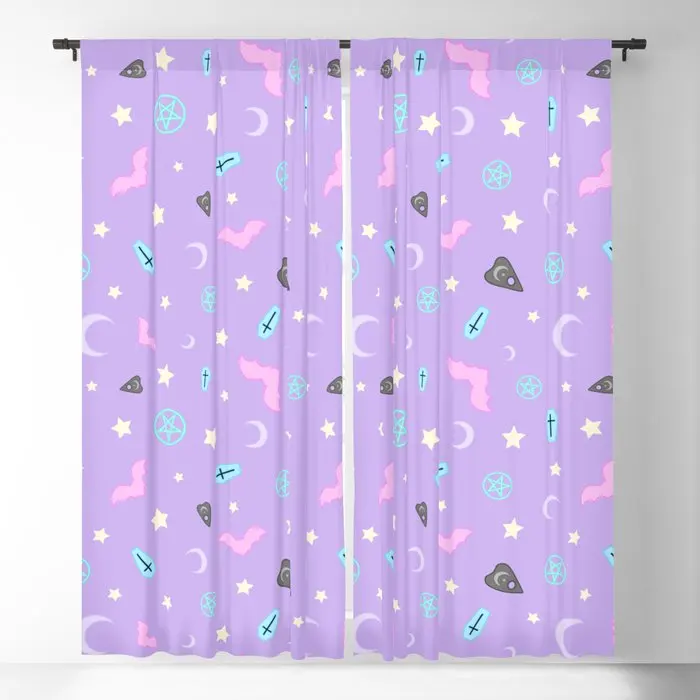 Pastel Goth Occult Pattern Blackout Curtains 3D Print Window Curtains For Bedroom Living Room Decor Window Treatments