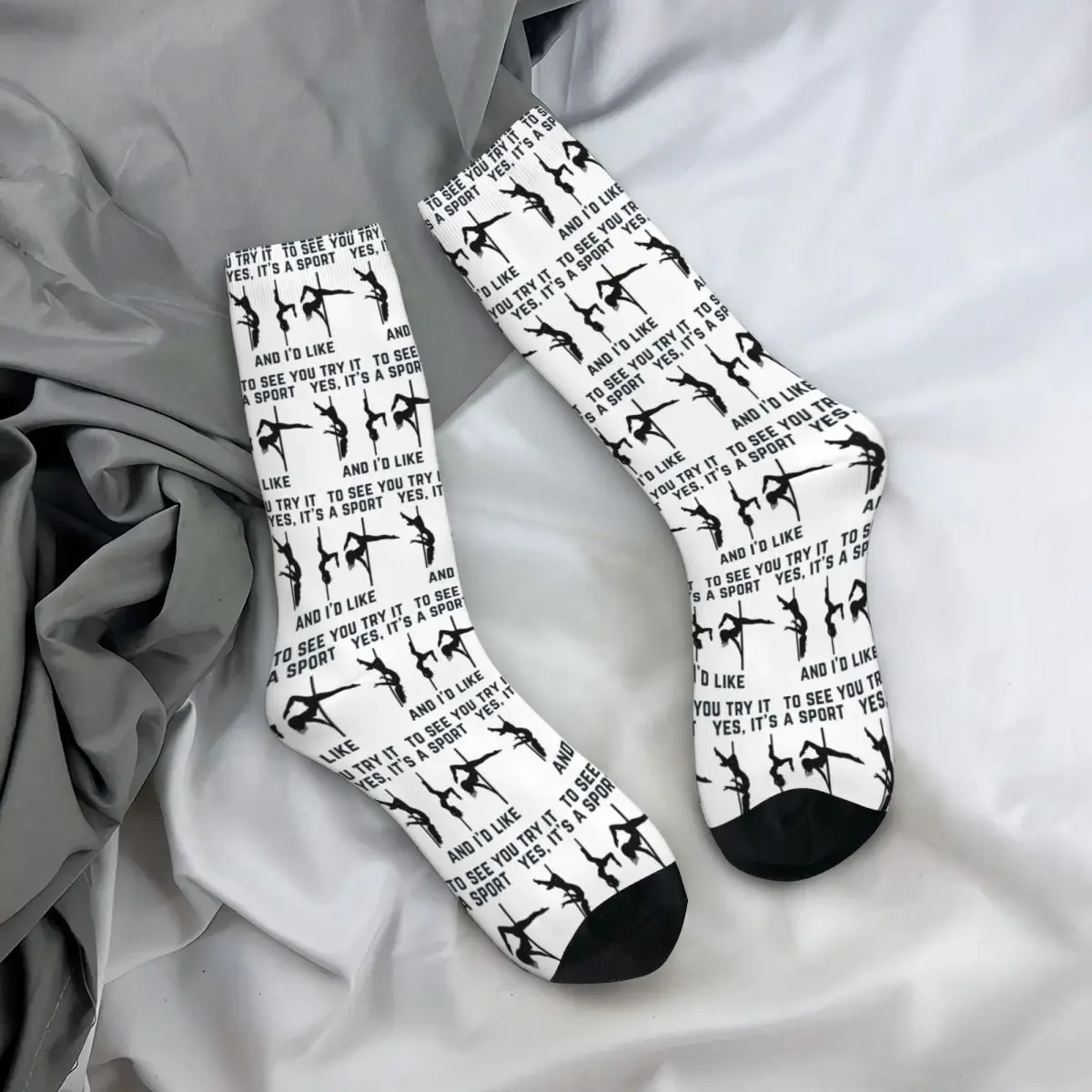 Yes, It's A Sport - Pole Dance Design Socks Harajuku High Quality Stockings All Season Long Socks Accessories for Man Woman Gift