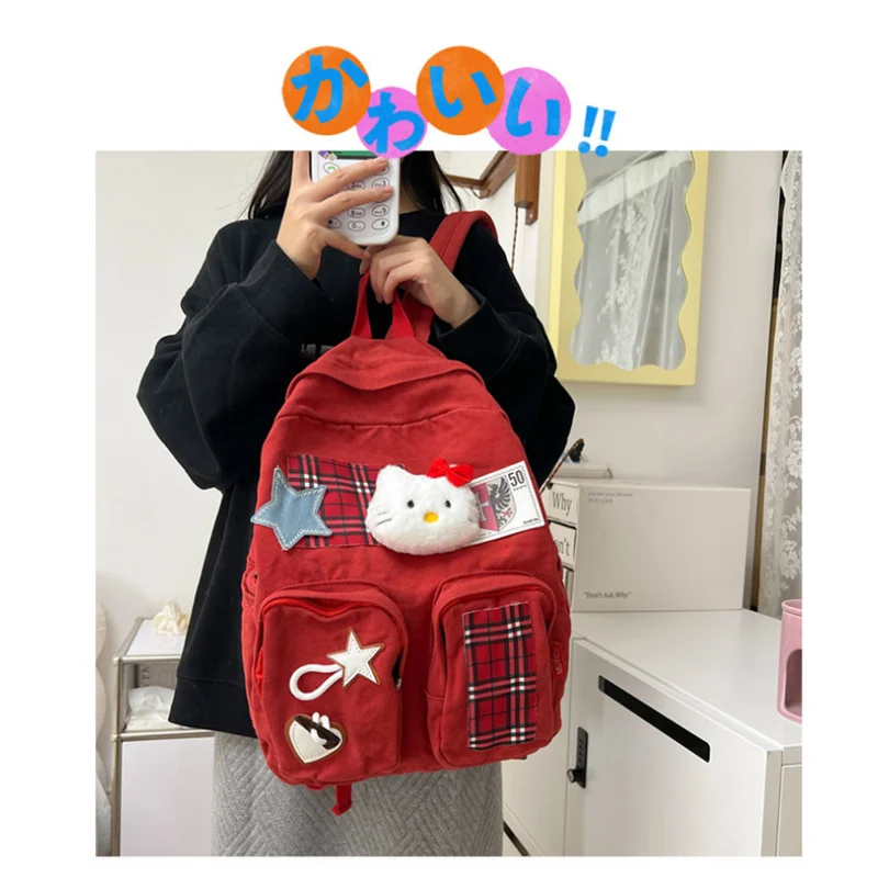 Новый школьный портфель Sanrio Hello Kitty, милый мультяшный легкий устойчивый к пятнам рюкзак большой вместимости с плечевым ремнем