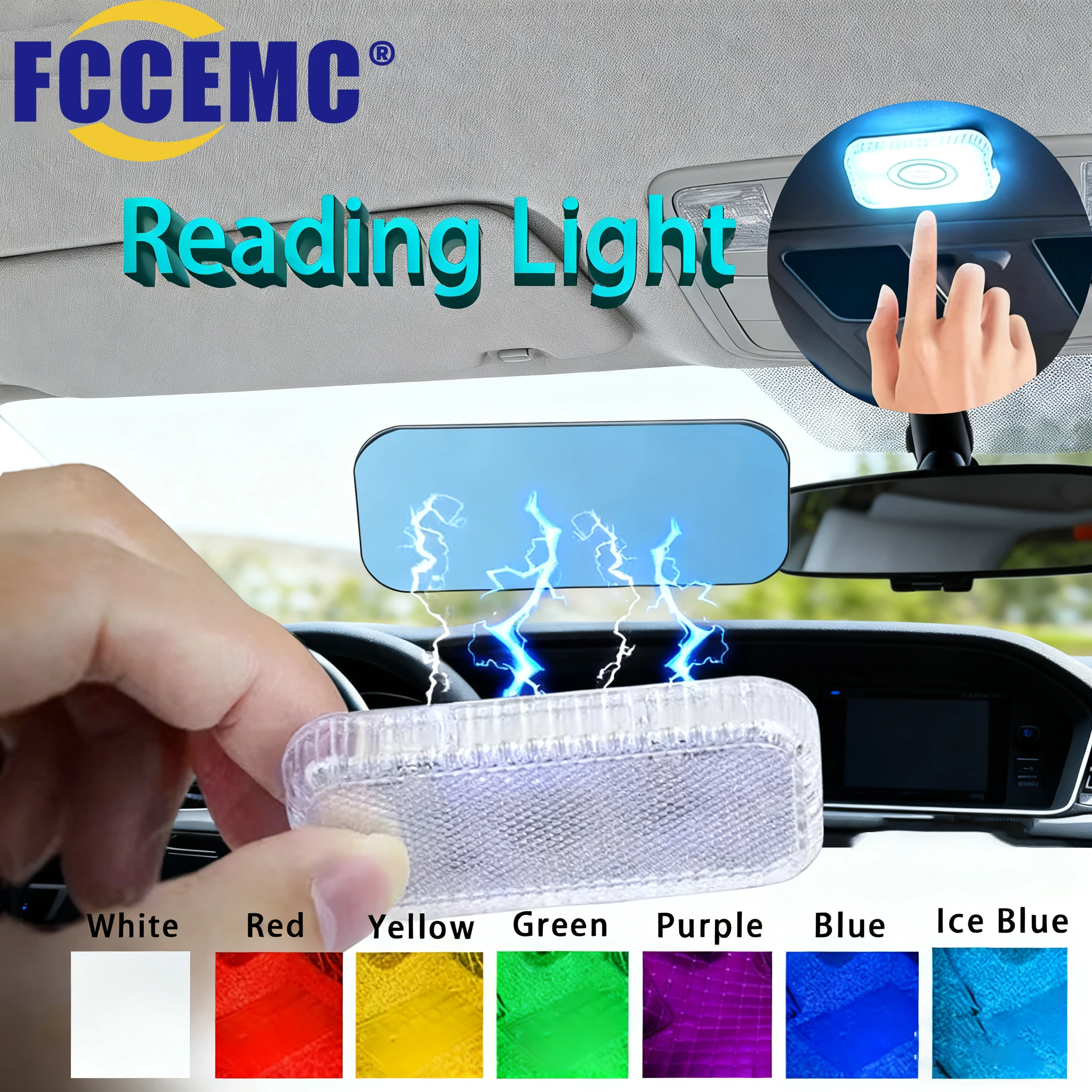 7 Colors LED Touch Light Voice Control Magnet Base Rechargeable Mini Car Ceiling Ambient Mood Lamp Interior Portable Lighting
