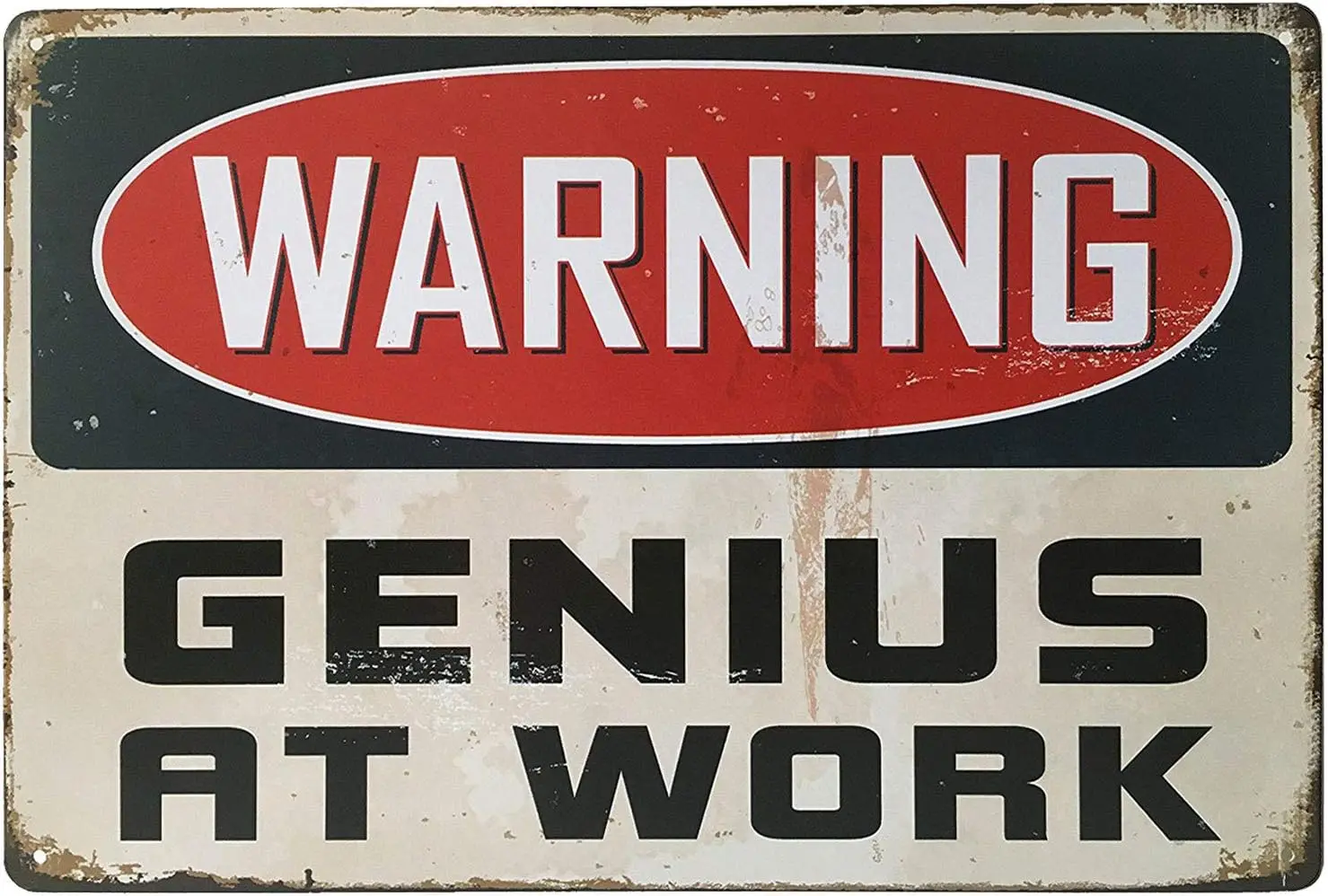 ARTCLUB Warnung: Bei der Arbeit, Retro-Vintage-Blechschild, Zollgröße