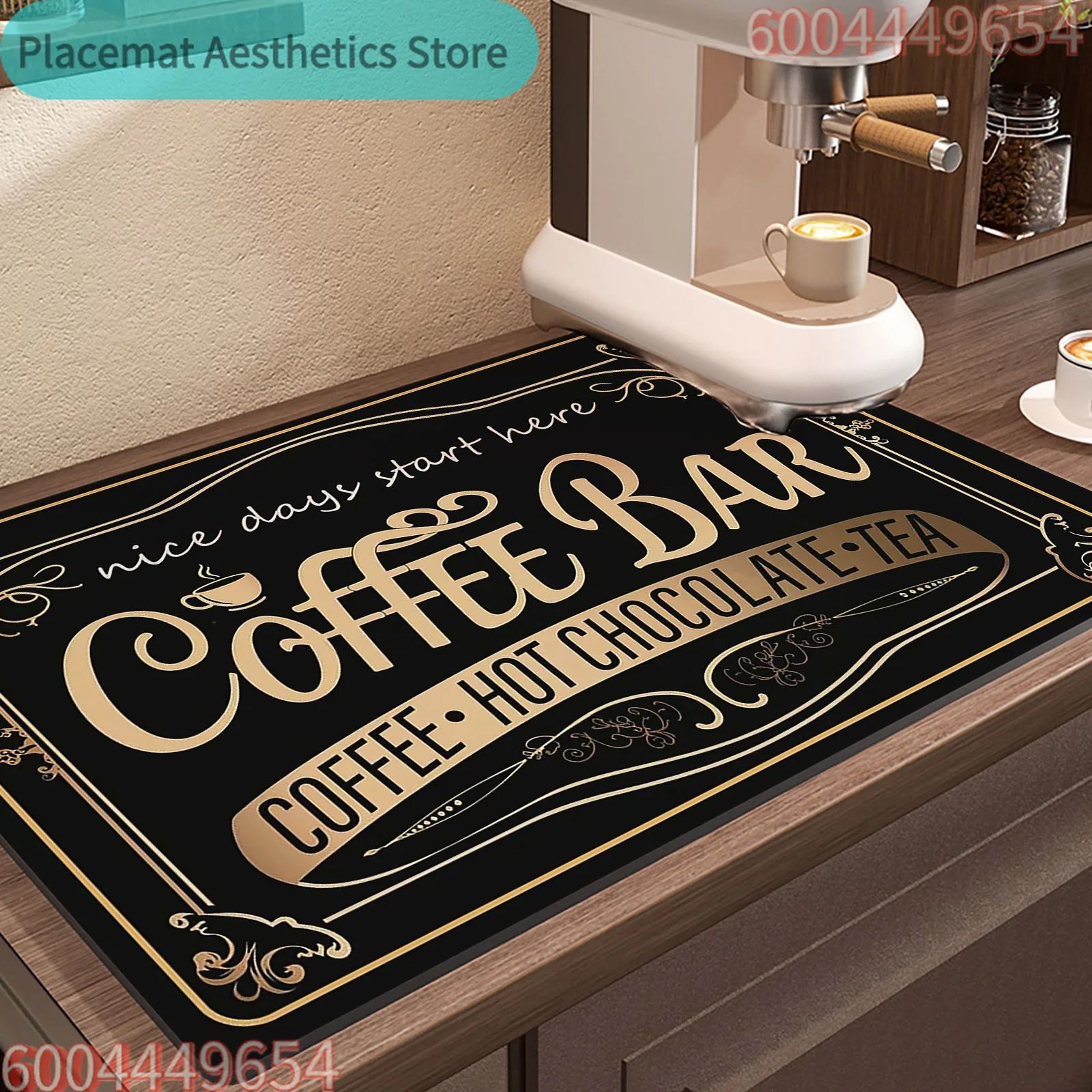 Kaffeemaschinenmatte, saugfähige, wasserdichte Abtropfmatten für die Küche, Abtropfmatte für Geschirr, rutschfeste Abtropfmatte