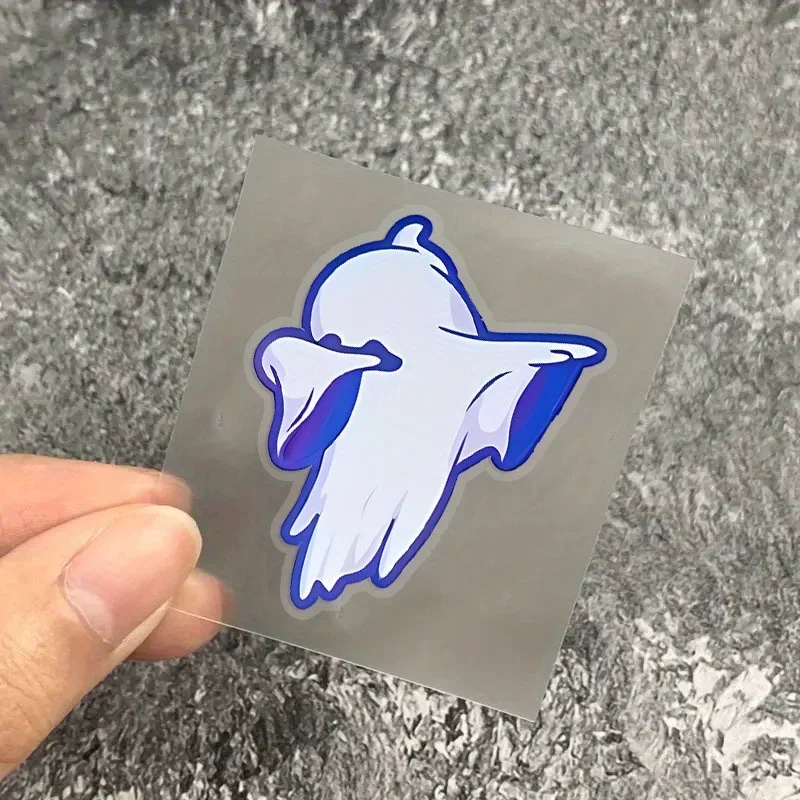 Dabbing Ghost Neon Cyberpunk Vinyl Sticker Waterproof Decal For Motorcycle Helmet Tank Fairing Car Window Laptop Scooter Decor