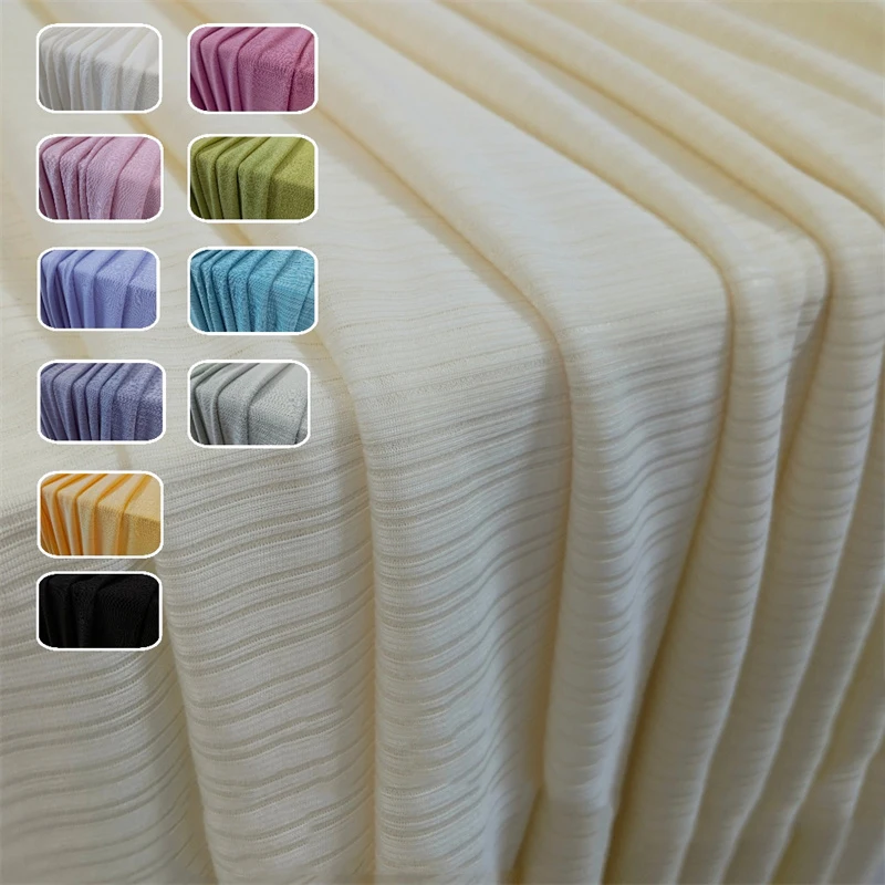 

50X160Cm Stretch Ice Silk Knit Fabric with Pleated Stripe for Summer Blouse Dress Pants Diy Clothing Sewing