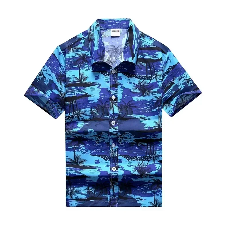 

New Men's Tropical Geometric Contrast Color 3D Printed Shirt Vacation Hawaiian Beach Lapel Short Sleeve Breathable Fashion Top