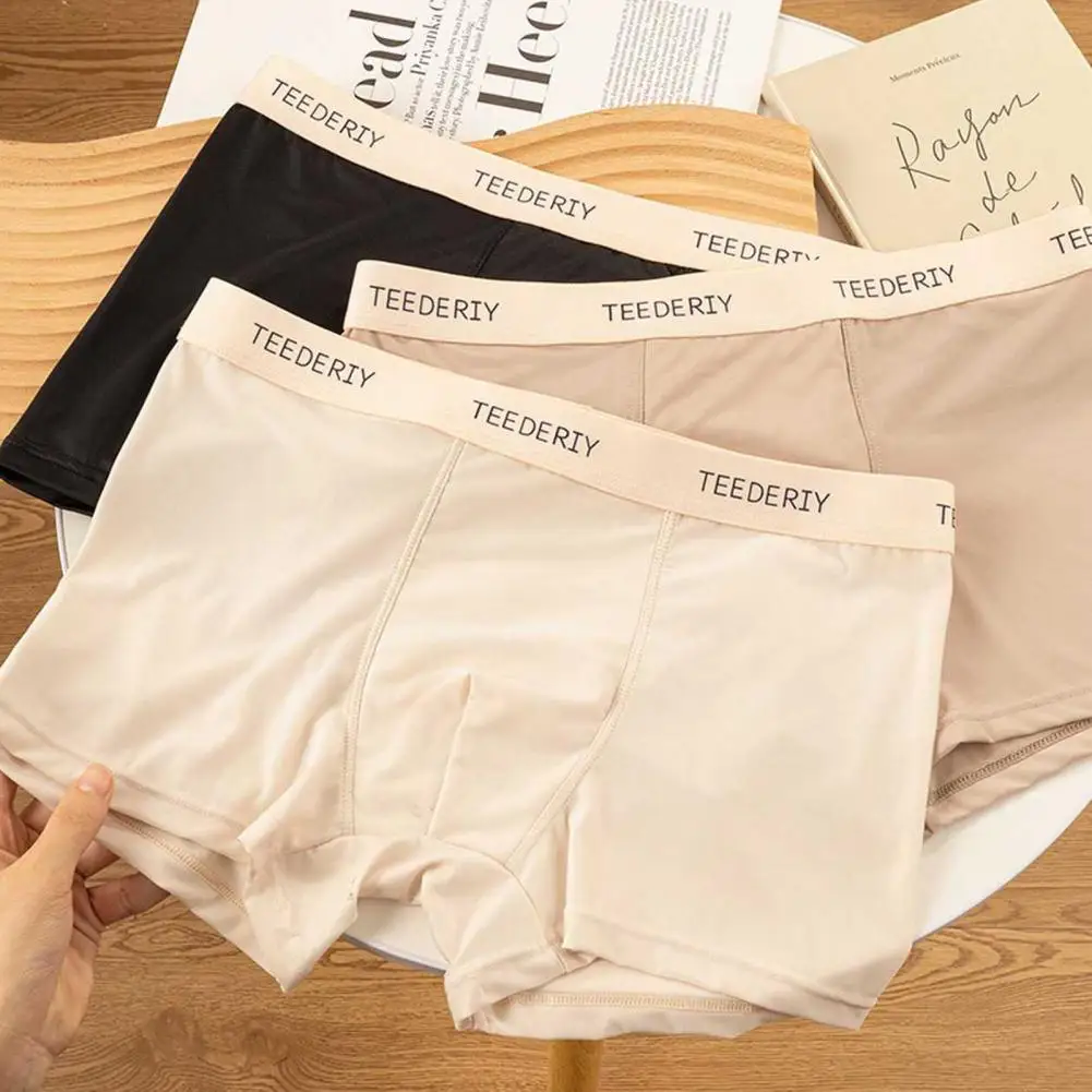 Men Boxer Men's Moisture-wicking Boxer with Elastic Waistband U-convex Design Solid Color Underwear for Comfort Style Boxer